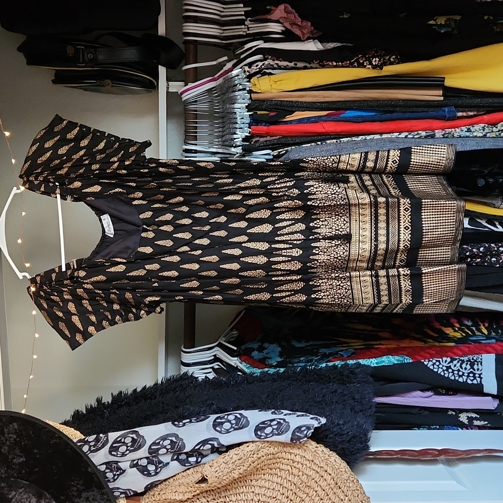 Black and gold dress